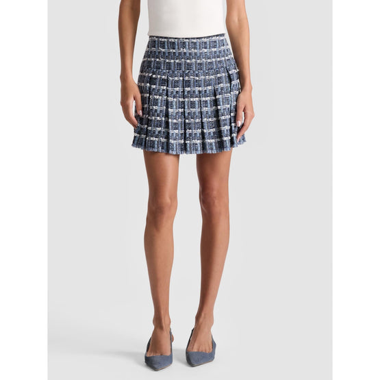 Women Emilie Frayed Box Plt Mini Skirt - Blue [價格已含稅]