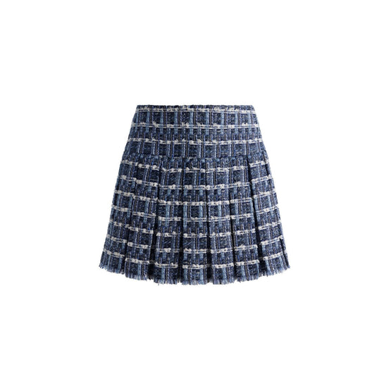 Women Emilie Frayed Box Plt Mini Skirt - Blue [價格已含稅]