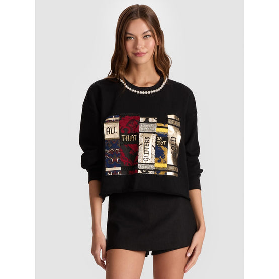 Women Randy Novelty Crew Neck Sweatshirt - Black/Multi [價格已含稅]