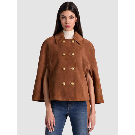 Women Reynalda Suede Dbl Breasted Mini Cape - Brown [價格已含稅]