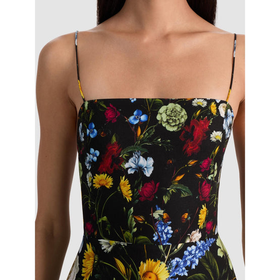 Women Ginny Spaghetti Strap Fitted Top Godet Dress - Black, Multi [價格已含稅]
