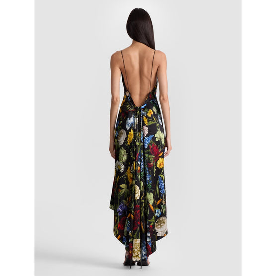 Women Luciana Deep V Asymm Slip Dress - Black, Multi [價格已含稅]