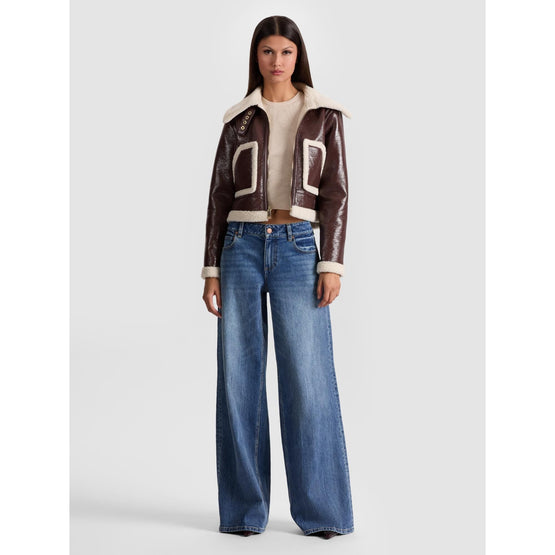 Women Isaiah Faux Shearling Cropped Aviator Jkt - Brown [價格已含稅]
