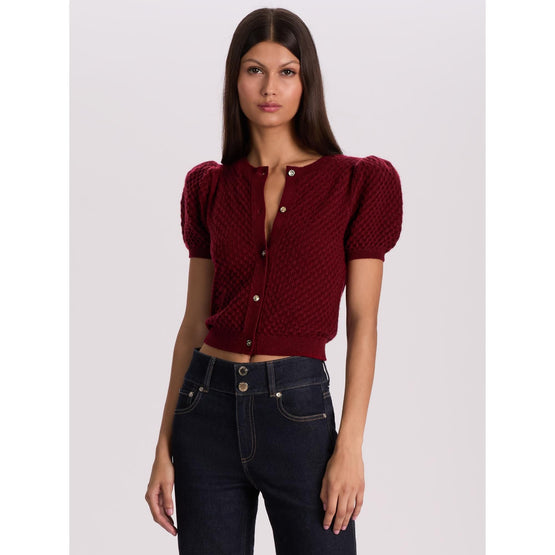 Women Sabine Puff Sleeve Crop Cardi - Red [價格已含稅]