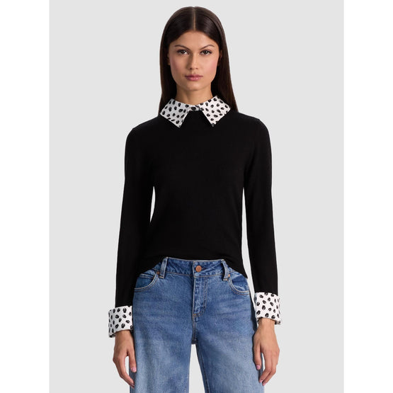 Women Porla Staceface Collared Sweater - Black [價格已含稅]