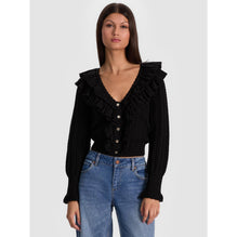 Women Eileen Ruffle Vn Cardigan - Black [價格已含稅]