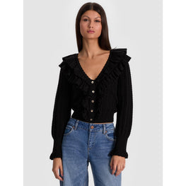Women Eileen Ruffle Vn Cardigan - Black [價格已含稅]