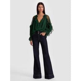Women Aleena Lace Cold Shldr Tie Ft Blouse - Green [價格已含稅]
