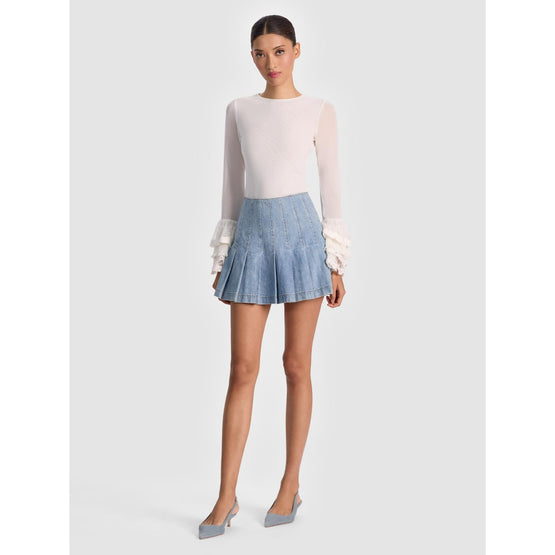 Women Delaina Ls Crop Top Ruffle Cuff - White [價格已含稅]