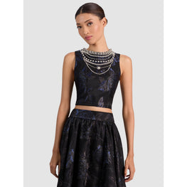 Women Cherra Embell Structured Crop Top - Black [價格已含稅]
