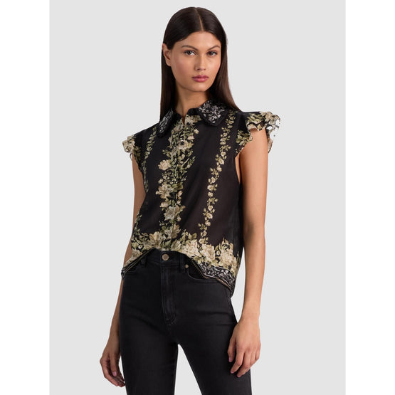 Women Martel Flutter Sleeve Blouse - Black, Tan [價格已含稅]