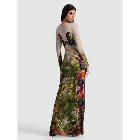 Women Delora Ls Crew Neck Maxi Dress - Green, Multi [價格已含稅]