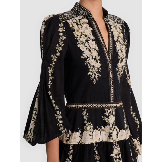 Women Valencia Deep V Blsn Sleeve Mini Dress - Black, Tan [價格已含稅]