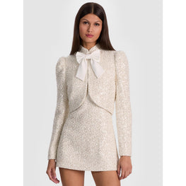 Women Ilaria Embell Cropped Jacket Rmvbl Bow - White [價格已含稅]