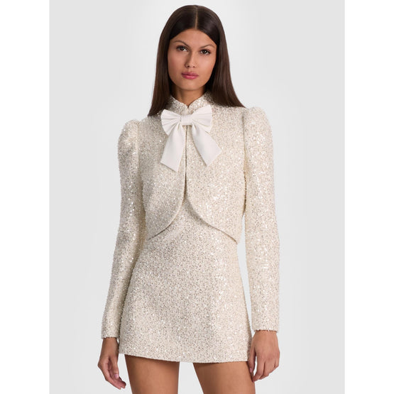 Women Ilaria Embell Cropped Jacket Rmvbl Bow - White [價格已含稅]