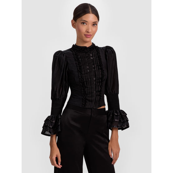 Women Vicky Cropped Victorian Ls Blouse - Black [價格已含稅]