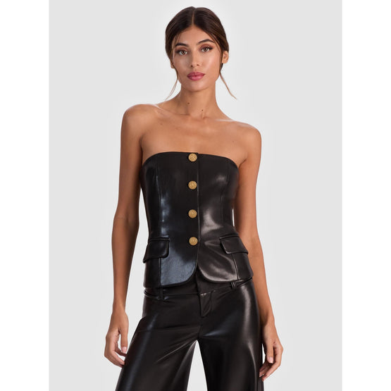 Women Madison Vgn Strpls Btn Down Blazer Bustier Top - Black [價格已含稅]