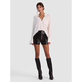 Women Baylor Ultra Hr Vgn Leather Btn Corset Short - Black [價格已含稅]
