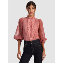 Women Eugenia Mock Neck Lace Dtl Handkerchief Blouse - Pink [價格已含稅]