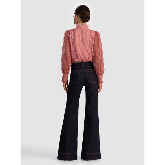 Women Eugenia Mock Neck Lace Dtl Handkerchief Blouse - Pink [價格已含稅]
