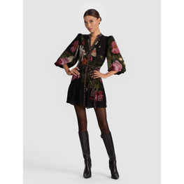 Women Antonette Ls Btn Front Mini Dress - Black/Multi [價格已含稅]
