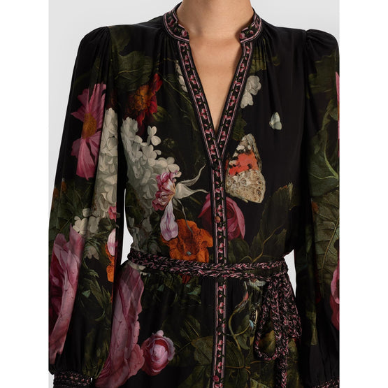 Women Antonette Ls Btn Front Mini Dress - Black/Multi [價格已含稅]