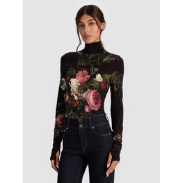 Women Delaina Ls Trtlnk Top - Black/Multi [價格已含稅]