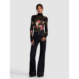 Women Delaina Ls Trtlnk Top - Black/Multi [價格已含稅]