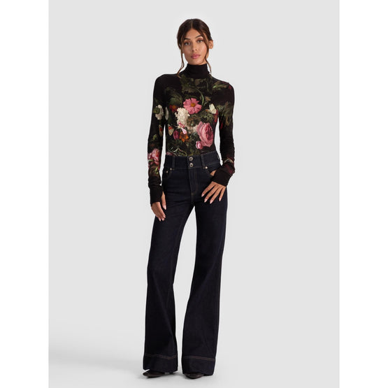 Women Delaina Ls Trtlnk Top - Black/Multi [價格已含稅]