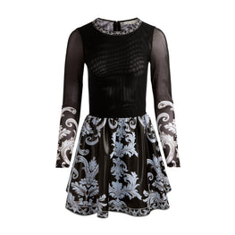Women Chara Vgn Crew Neck Ls Mni Dress - Black, Multi [價格已含稅]