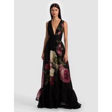 Women Roya V Neck Cape Sleeve Maxi Dress - Black/Multi [價格已含稅]