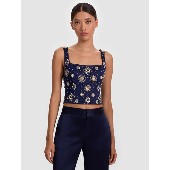 Women Lilianna Embell Square Neck Corset Top - Blue [價格已含稅]