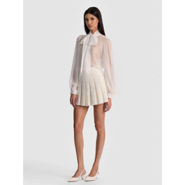 Women Emilie Frayed Box Plt Mini Skirt - White [價格已含稅]