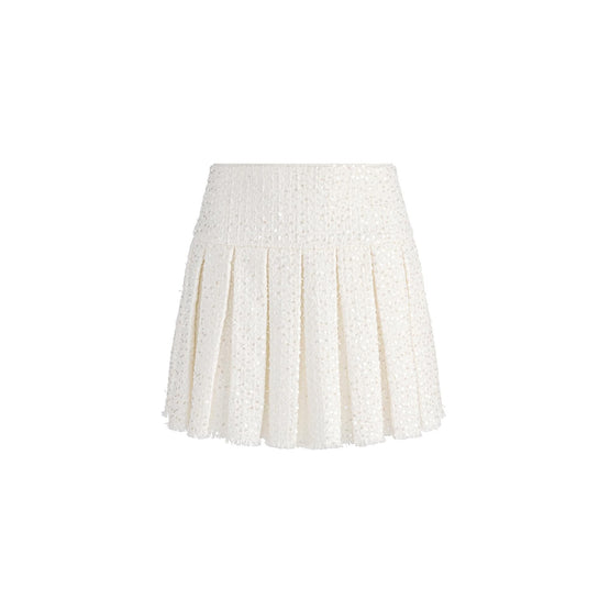 Women Emilie Frayed Box Plt Mini Skirt - White [價格已含稅]