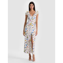 Women Tara Ss Ruffle Ft Deep V Seamed Slip Dress With Slit - White, Multi [價格已含稅]