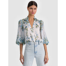 Women Ilan Pltd Blsn Sleeve Btnft Blouse - Blue, White [價格已含稅]