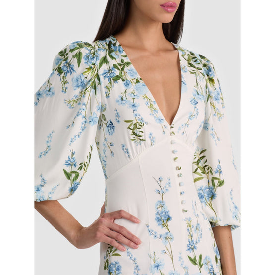 Women Irene Empire Tie Waist Ls Mini Dress - Blue, White [價格已含稅]