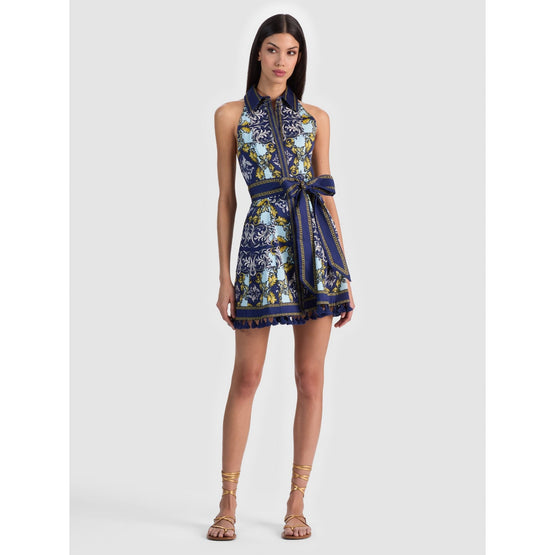 Women Lucy Halter Neck Mini Shirt Dress - Blue, Multi [價格已含稅]