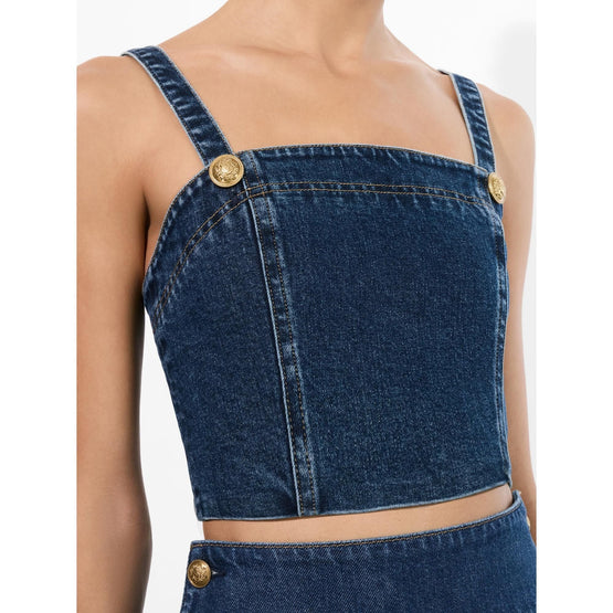 Women Sue Bustier Cropped Top - Blue [價格已含稅]