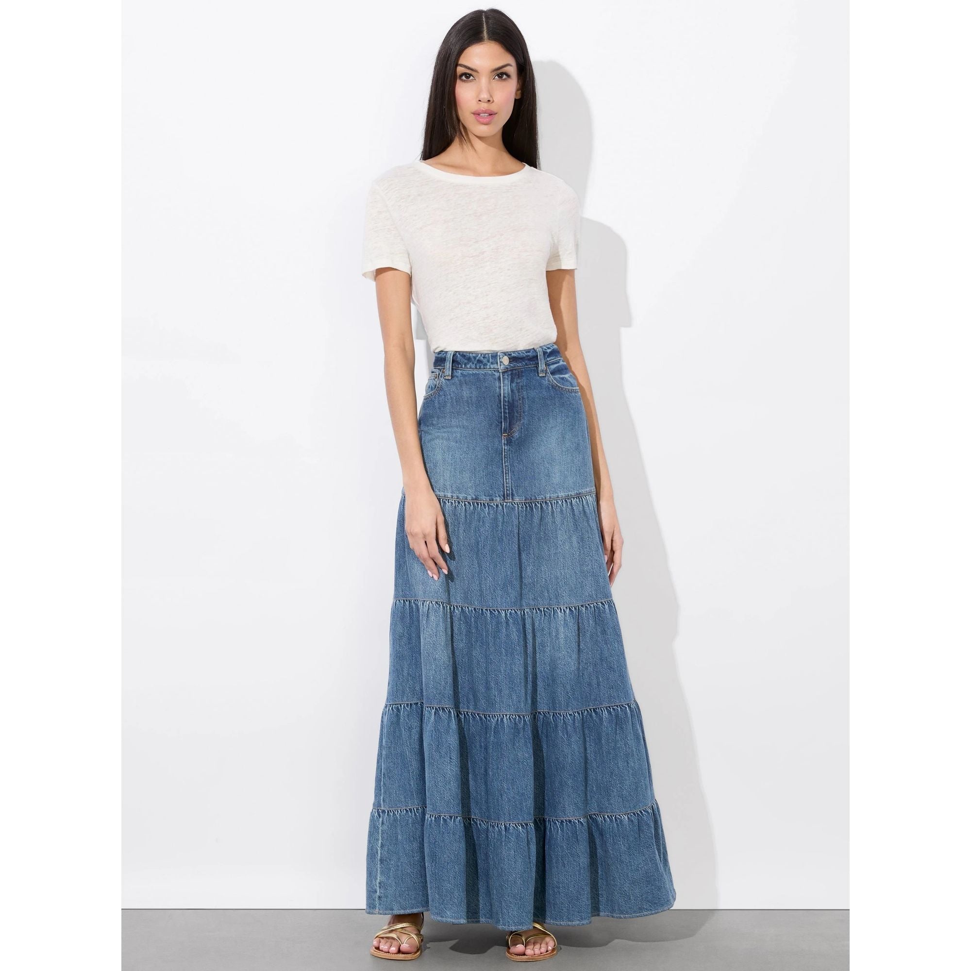 Women Mindy Tiered Maxi Skirt - Blue [價格已含稅]