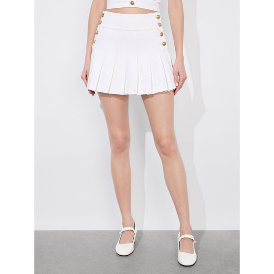 Women Lanna Pltd Mini Skirt Buttons - White [價格已含稅]
