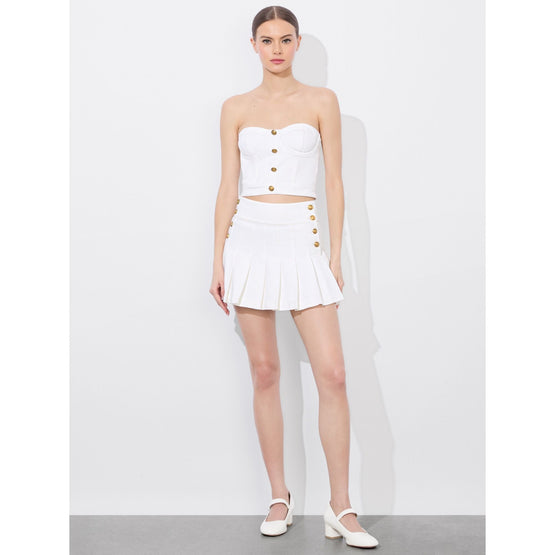 Women Lanna Pltd Mini Skirt Buttons - White [價格已含稅]
