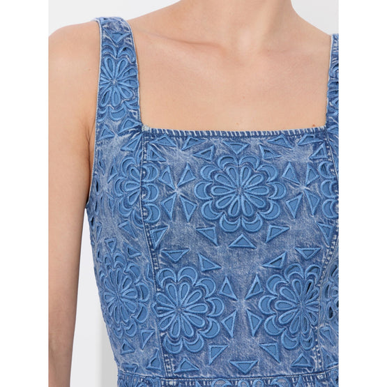 Women Maryann Floral Cutout Denim Dress - Blue [價格已含稅]
