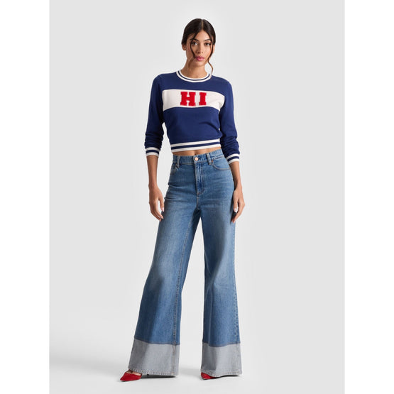 Women Wilson Hr Wide Leg Jean Reversed Seam Hem - Blue [價格已含稅]