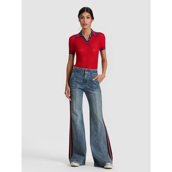 Women Dylan Hr Wide Leg Jean Stripe Detail - Blue [價格已含稅]