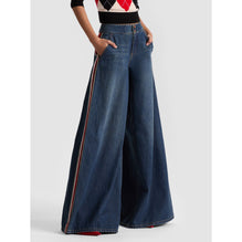 Women Nessi Hr Baggy Denim Pant Side Stripe - Blue [價格已含稅]
