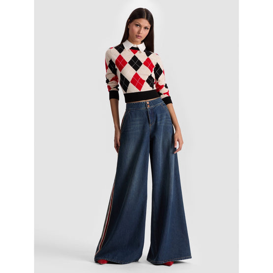 Women Nessi Hr Baggy Denim Pant Side Stripe - Blue [價格已含稅]