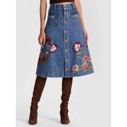 Women Dahlia Button Down Midi Skirt - Blue [價格已含稅]