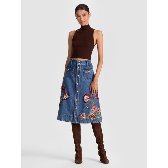 Women Dahlia Button Down Midi Skirt - Blue [價格已含稅]