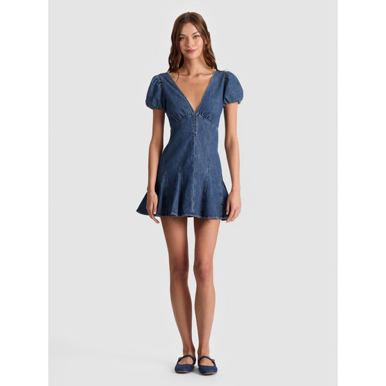 Women Fara Puff Sleeve Denim Mini Dress - Blue [價格已含稅]